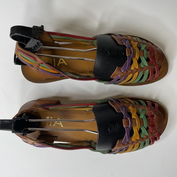 MIA Colorful Multicolor Leather Huarache Boho Bohemian Hippie Gypsy Sandals 7 - Picture 5 of 9